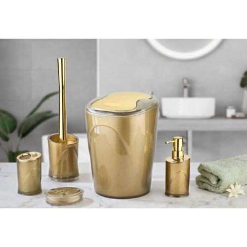 Sampurchase Acrylic Silvery 5 Part Gold Bathroom Suite
