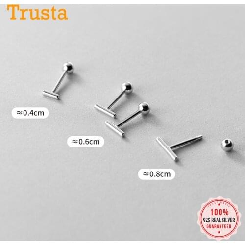 Trustdavis Real 925 Sterling Silver Minimalist Stick Screw Charm Stud Earrings For Women Children Baby Girls Kids Jewelry DA2103