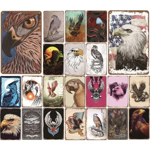 Vintage Metal Tin Signs American Eagle Snake Bird Skull Phoenix Animal for Bar Decoration Art Wall Home Decor Kids Gift Poster