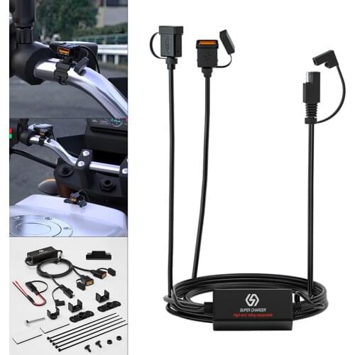 Motorcycle Fast Charger Equipped SAE Version with USB Fast Charging Port Smart Chip High End Riding Equipment for Riding Outdoor