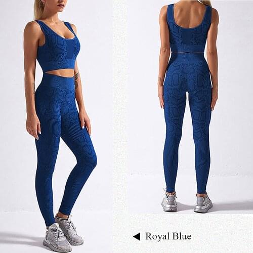 INFILAR Women Seamless Tracksuits 2Pcs Women Sets Sexy Tops Bras+High Waist Leggings Sport Suits For Females Fitness Gym Clothes