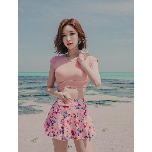 New Swimwear Women Two Pieces Swimdress Beach Wear Bathing Suit Sport Outdoor Padded Skirt Swimsuit Ruched Retro Swimdress Suits