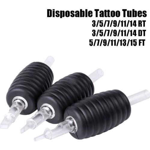 20Pcs/Box Sterilized Disposable Tattoo Tubes For Flat Or Round Needles Tips Soft Silicone Tattoo Grip Transparent Plastic Tubes