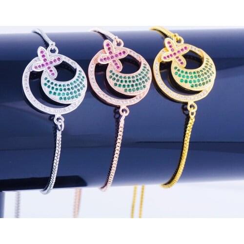 2017 Summer Popular Green Zircon Micro Inlay Charm Sticky Bracelet Ladies Do not Fade Festival Gift Bracelet