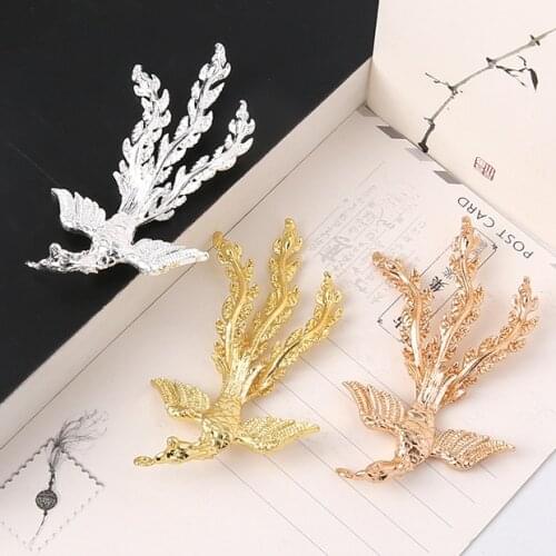 3pcs Gold Silver Plated Alloy Phoenix Pendant Accessories For Jewelry Making DIY Findings
