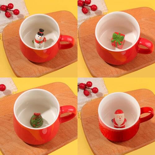 350ml Ceramic Cup Funny 3D Christmas Cute Coffee Mug Perfect Gifts Coffee Cup Water Bottle With Handle New Year Gifts