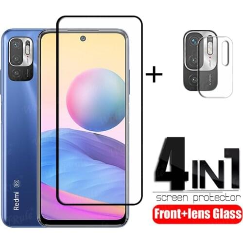 4-in-1 For Xiaomi Redmi Note 10T Glass For Redmi Note 10T Film Full Cover Screen Protector For Redmi Note 10 5G 10T Lens Glass