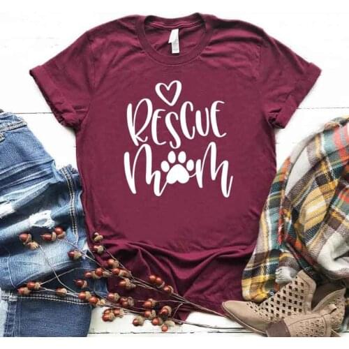 Rescue Mom dog cat paw Print Women tshirt Cotton Casual Funny t shirt For Lady Girl Top Tee Hipster Drop Ship NA-345