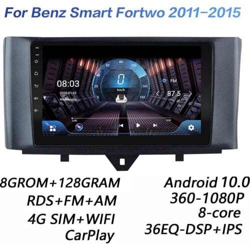4G+64G DSP 2 din Android 9.0 4G NET Car Radio Multimedia Video Player For Mercedes Benz Smart fortwo 2011-2015 BT WIFI carplay