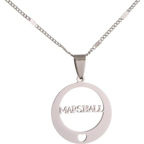 Stainless Steel Alphabet Marshall Pendant Necklaces Round Pendant Fashion Jewelry Gifts