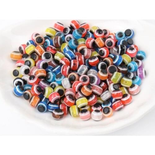50pcs Mixed Evil Eye Resin Round Spacer Beads For Jewelry making DIY Bracelet Accessory Handcraft Department 6mm 8mm KL86