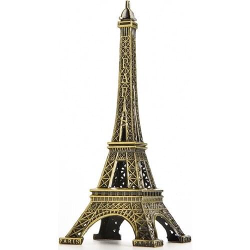 Vintage Metal Crafts Bronze Paris Eiffel Tower Figurine Statue Vintage Alloy Model Decor Home Decor 13cm