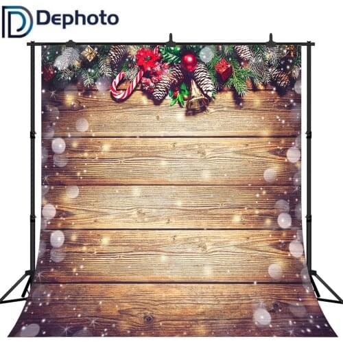 Dephoto Snowflake Gold Glitter Christmas Wood Wall Photography Backdrop Kids Portrait Photo Studio Booth Photobooth Background