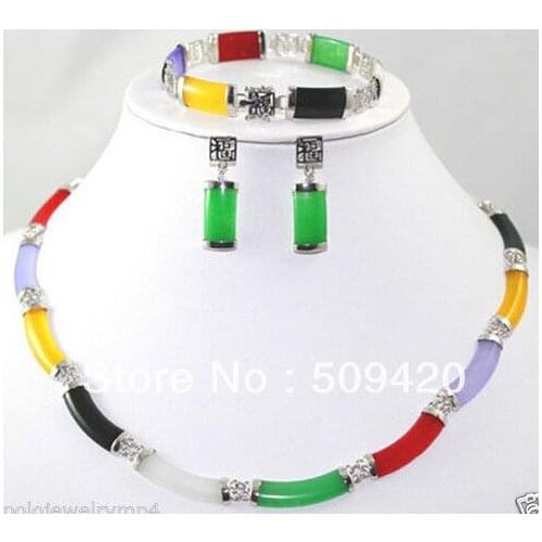 Hot sell >>Hot! Elegant multi-color Natural stone suite (necklace, bracelet, earrings)
