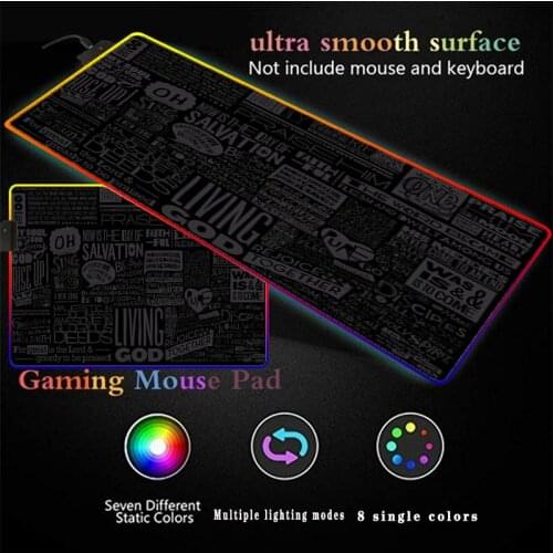Black Pattern RGB Game Computer Game Player Mouse Pad PC Laptop Desktop Carpet Promotion Large Game Rubber Non-slip Mouse Pad
