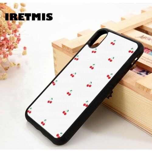 Iretmis 5 5S SE 6 6S TPU Silicone Rubber Phone Case Cover for iPhone 7 8 Plus X Xs 11 12 MINI Pro Max XR Cute Cherries