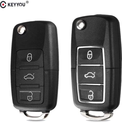 KEYYOU 10X Folding Car Key Shell For Volkswagen Vw Jetta Golf Passat B5 B6 Beetle Polo Bora Caddy MK5 Skoda 3Button Remote Case