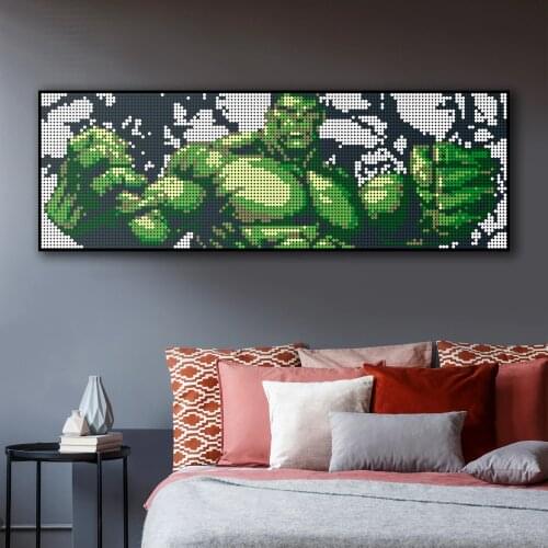 Movie Figure Series Hulked Pixel Mosaic Art Painting Building Blocks Painted Indoor Decorations Diy Bricks Toys for Children