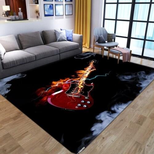 Dream flame Guitar printed Carpets Floor Door Mat Bedroom bedside Home Living Room Bathroom non-slip Absorb Mat Kitchen area Rug