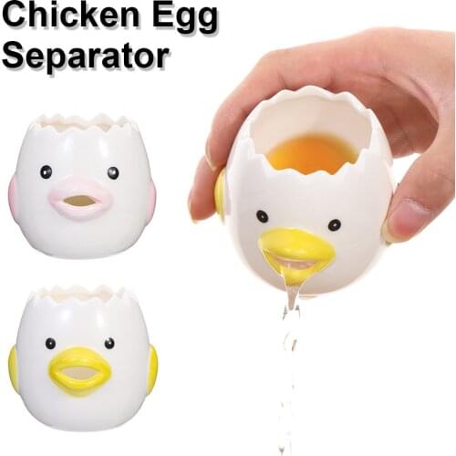 Creative Cartoon Chicken Egg Yolk White Separator Ceramics Ceramic Cartoon Chick Egg Separator Dining Cooking Kitchen Gadget