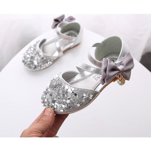 Summer Baby Girl Sandals Casual Girls Princess Flat Heel Party Wedding Shoes Fashion Bow Sequins Pu Leather Kids Shoes For Girls