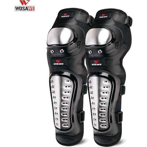 WOSAWE Motorcycle Kneepad Stainless Steel Moto Elbow Knee Pads Motocross Racing Protective Gear Protector Guards Kit