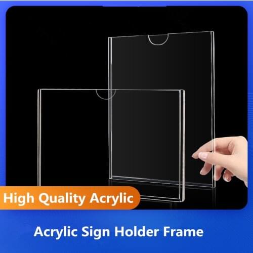 Wall Mount Acrylic Sign Holder Double Panel Floating Frameless Acrylic Picture Photo Frame Certificate Document Frame Display