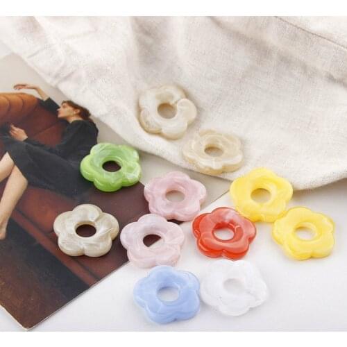 Single halo dyeing super cute flower straight hole bead resin bead DIY hand made material jewelry accessories handmade earrings