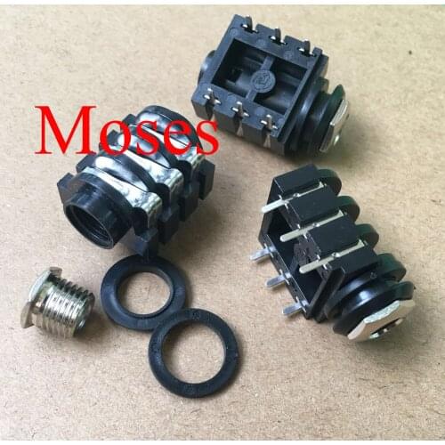 Original 335G 6.35mm Microphone KTV Audio Jack Socket 6 Contact 3 Conductor Stereo 6.50 mm Right Angle Through Hole PCB Solder