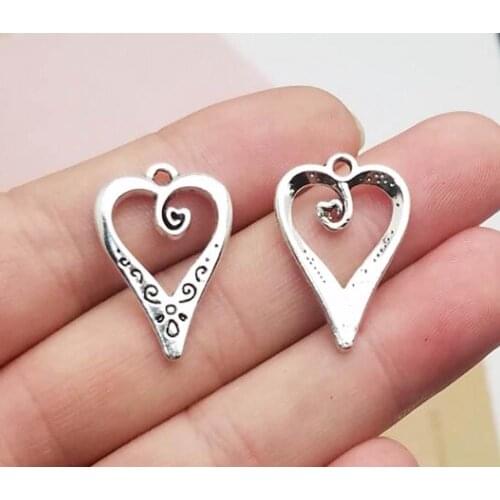 20pcs/lot--25x12mm, Antique silver plated heart charms,DIY supplies, Jewelry accessories