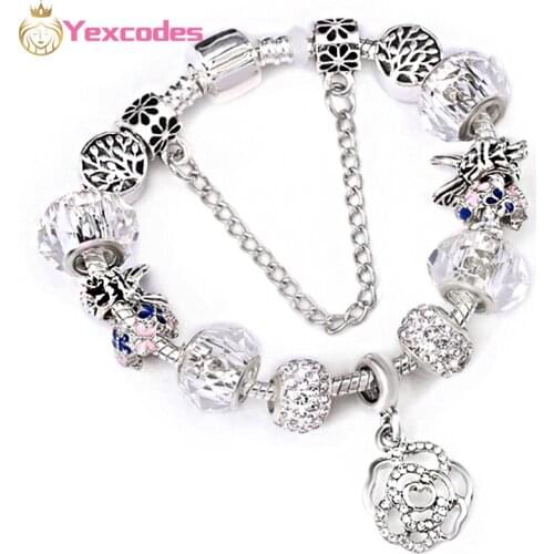 Silver Plated Snake Bone Chain Charm Women Bracelet, DIY Angel Charms Flower Pendant, Fine Beauty Bracelet Gift Direct Sales