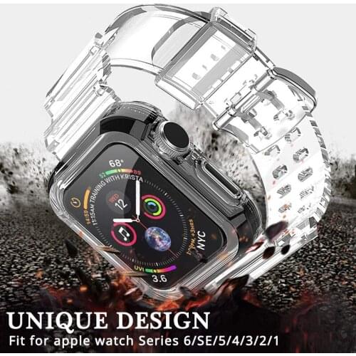 Watchband Clear Silicone Bands for Apple Watch Series SE/6/5/4/3/2/1 Band Women Men Crystal Bracelet Strap 44mm 42mm 40mm 38mm