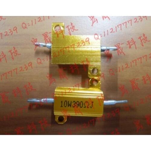 RX24-10W 390R Power Metal Shell Case Gold Aluminium Case Wirewound Resistor 10W 390ohm 5% Automobile LED lamp resistors 390R 10W