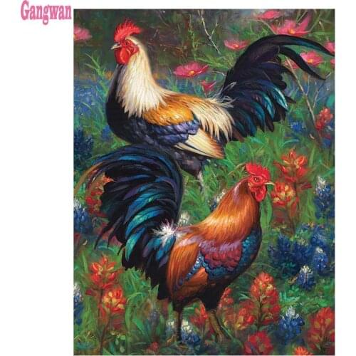 Roosters 5d home decoration diamond painting full drill square round diamond embroidery diamond art cross stitch mosaic hobby
