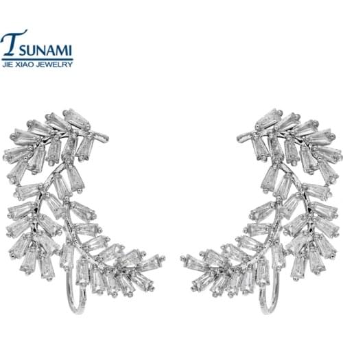 High quality leaves AAA zircon earrings,Fashion glamour jewelry zircon earrings for girls/women ER-147