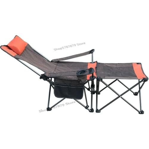 Outdoor folding deck chair portable ultralight fishing chair lunch break nap chair beach leisure camping chair simple bed