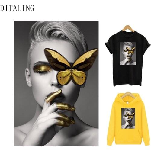 Fashion Lady Sticker On Clothes Abstract Girl Patch DIY A-Level Washable Thermal Stickers On T-Shirt Hoodie Punk Clothing Patch