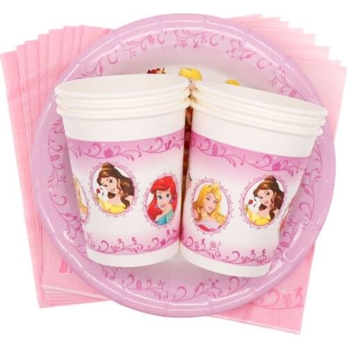 Disney Six Princess Theme Snow White Birthday Party Decoration Cinderella Theme Tablecloth Cup Plate Party Baby Shower Supplies