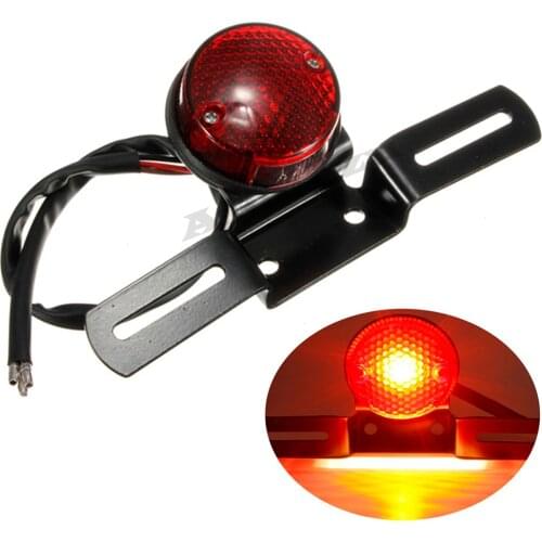 ACZ Motorcycle 12V Vintage License Plate Mount Rear Tail Light Stop Brake Light Lamp For Harley Bobber Chopper Custom