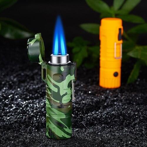 Waterproof Gas Torch Lighter Butane Double Jet Lighters Flashlight Outdoor Camping Refillable Smoking Tools Dropship Suppliers