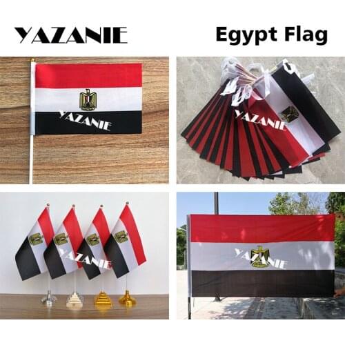 YAZANIE 14*21cm 5pcs Egypt Hand Flags 20pcs Bunting String Flag 4pcs Egyptian Table Flag 90*150cm National Country Flags Banners