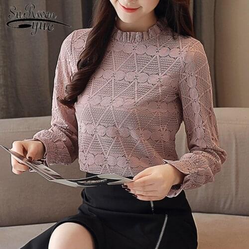 Long sleeved lace 2020 autumn women tops fashion elegant women blouse shirts causal blusa femininas womens clothing 1362 45