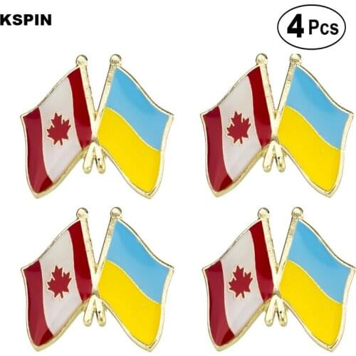 Canada & Ukraine Friendship Flag Pin Lapel Pin Badge Brooch Icons 4pcs