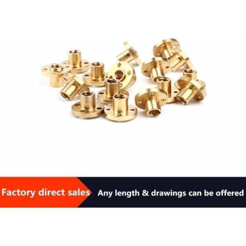 1pc T8 leadscrew nut Pitch 2mm Lead 2mm/4mm/8mm /12/14mm Brass T8x8mm Flange Lead Screw Nut for CNC Parts 3D Printer Accessories