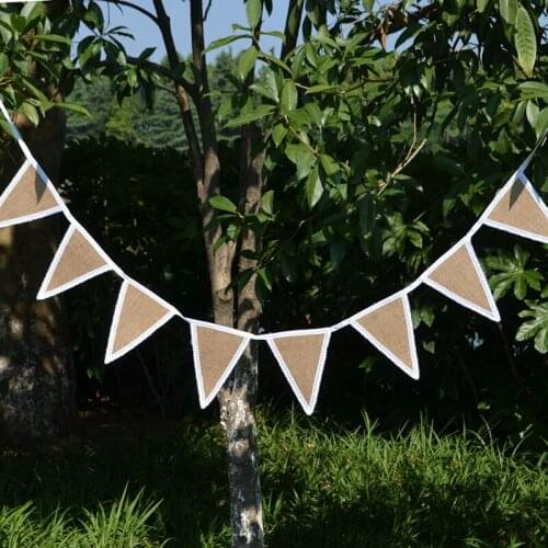 1 pack Burlap Banners Pennant Jute Hessian Linen Natural Rustic Wedding Centerpieces Party Supplies