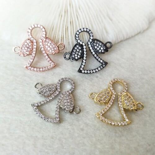 10 Pieces CZ zircon Micro Pave Connector angel Double Bails Beads Charm,DIY Bracelet necklace Jewelry Finding CT280