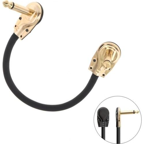 15cm / 6inch Guitar Effect Pedal Instrument Patch Cable 1/4 inch 6.3mm Gold Right Angle Plug Black PVC Jacket