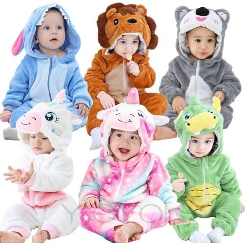 2021 Baby Pajamas Cartoon Unicorn Panda Cow Clothes Girls Rompers Kids Baby Sleepwear Boy Animal Panda Infant Children Jumpsuit