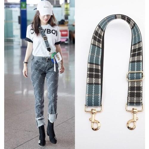 3.8cm Wide Canvas Shoulder Strap for Bag Replacement Strap Handbag Handles Geometric Plaid Belts Ladies Bag Accessories KZ151366