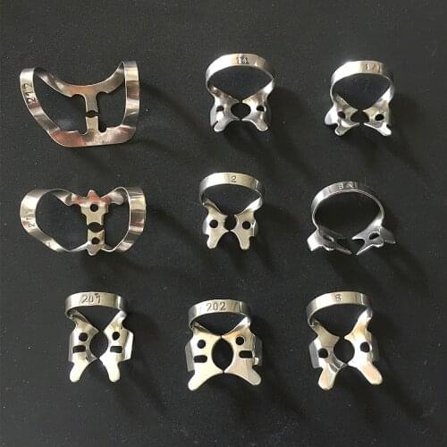 9Pcs Most Popular Dental Endodontic Restorative Rubber Dam Clamps Rubber Barrier Clip Stainless steel Clinic Material